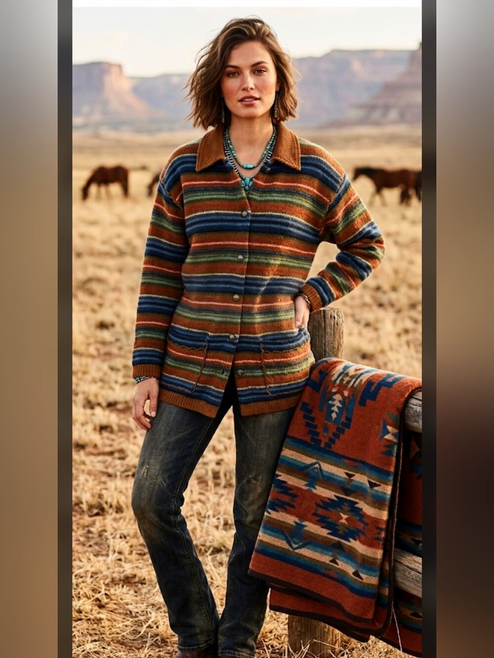 Robert Scott Horse Blanket Coat Jacket L Western Chore Barn Coat #7777